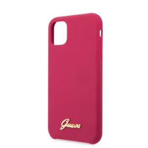Guess Silicone Metal Logo Script Zadní Kryt pro Samsung Galaxy S21+ Red