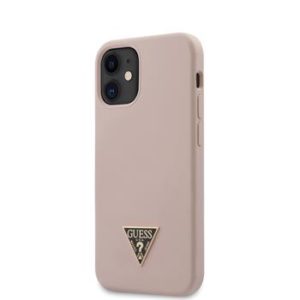 Guess GUHCP12SLSTMLP Silicone Metal Triangle iPhone 12 mini 5.4 Light Pink