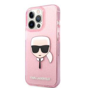 KLHCP13MKHTUGLP Karl Lagerfeld TPU Full Glitter Karl Head Kryt pro iPhone 13 Pink