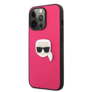 Karl Lagerfeld PU Leather Karl Head Zadní Kryt pro iPhone 13 mini Pink
