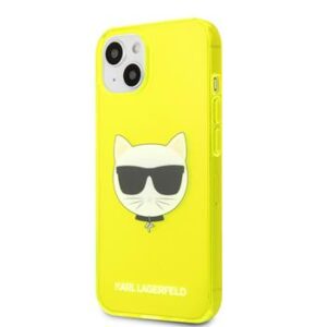 KLHCP13MCHTRY Karl Lagerfeld TPU Choupette Head Kryt pro iPhone 13 Fluo Yellow