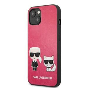KLHCP13MPCUSKCP Karl Lagerfeld and Choupette PU Leather Zadní Kryt pro iPhone 13 Fuchsia