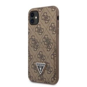 Guess 4G Saffiano Double Card Zadní Kryt pro iPhone 11 Brown