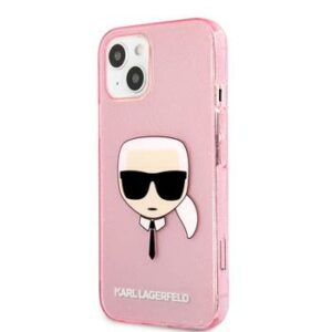 Karl Lagerfeld TPU Full Glitter Karl Head Kryt pro iPhone 13 mini Pink