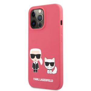 Karl Lagerfeld and Choupette Liquid Silicone Zadní Kryt pro iPhone 13 Pro Max Red