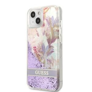 Guess Liquid Glitter Flower Zadní Kryt pro iPhone 13 mini Purple