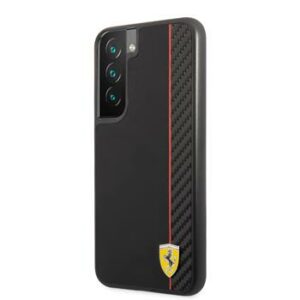 Ferrari Smooth and Carbon Effect Zadní Kryt pro Samsung Galaxy S22 Black