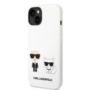Karl Lagerfeld and Choupette Liquid Silicone Zadní Kryt pro iPhone 14 White
