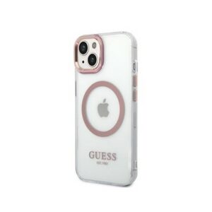 Guess Transparent MagSafe Kompatibilní Zadní Kryt pro iPhone 14 Plus Pink